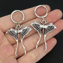 2pcs/Set Goth Butterfly Moth Charm Luna Moth Charms Stainless Steel Ear Buckle Pendant Designer Charms Fit Jewelry Making DIY Earring Jewelry Findings - Silver - View 2