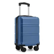 15-Zoll Kabinenkoffer 40x30x20 cm als Unter-dem-Sitz-Gepäck aus ABS/PC Hartschale, 4 abnehmbare innenliegende 360°-Räder mit 3-stelligem Schloss, leicht unisex für Solo-, Wochenend-, Städte- und Geschäftsreisen - Marineblau + Schwarz - Übersicht 9