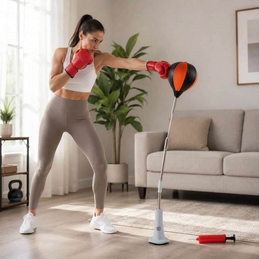 Adjustable Boxing Training Ball For Speed And Reflex Enhancement, Versatile Workout Gear For Home Gym Practice, Suitable For Beginner And Professional Boxing Enthusiasts - Red - View 1