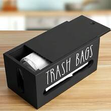 1pc Garbage Bag Dispenser, Garbage Bag Storage Organizer, Wall-Mounted Wooden Garbage Bag Roll Holder, Kitchen Accessories, Kitchen Storage Organizer Box - Multicolor - View 5
