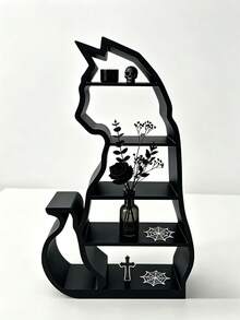 Dark Style Cat Mini Storage Rack, Dollhouse Scene Decoration, Multi-Layer Figure Storage Display Shelf, Model Photography Prop, Collectible Craft, Holiday Gift - Multicolor - View 6