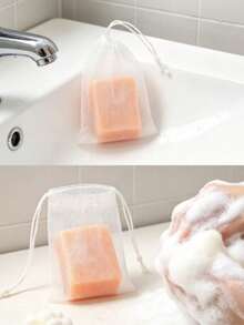 1/10/20pcs Drawstring Soap Mesh Bags, Exfoliating Mesh Soap Storage Bags, Reusable White Soap Pouches, Foaming Bath Cleaning Bags, Suitable For Shower, Bath And Home Bathroom Use - Upgraded Version - View 4