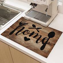 (Hot !!) 1pc Vintage Wooden Board Pattern, 2D Printed Flat Stove Mat, Rubber Non-Slip Heat-Resistant Stove Cover Pad, Suitable For Induction Cooktop, Glass Stove, Multi-Function Scratch-Resistant Mat, Best Choice For Oven, Washing Machine, Dryer, Kitchen Decor. - Multicolor - View 7