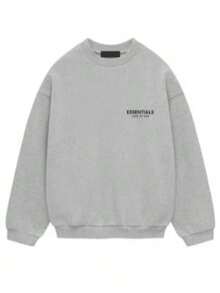 Fear Of God Essentials FW24 Light Heather Gray Crewneck Sweatshirt, Oversized Soft Fleece Pullover For Daily Street Wear, Casual Hangout - Light Heather Gray - View 12
