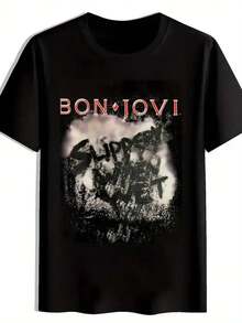 Unisex Casual Top Printed With Flame-Style Rock-Band Graphictop Women Summer - 黑色 - 查看 1