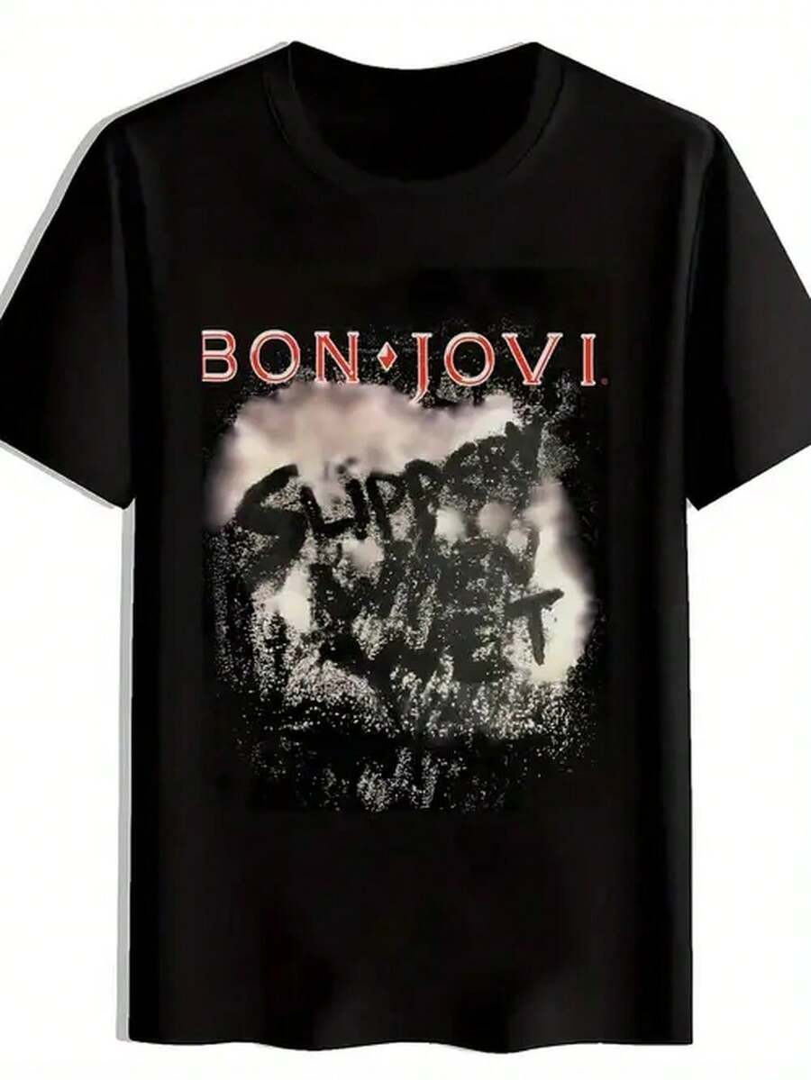 Unisex Casual Top Printed With Flame-Style Rock-Band Graphictop Women Summer - 黑色 - 查看 1