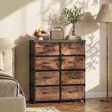 Storage Cabinet, Metal, 84.5 X 30.5 X 100 Cm, For Bathroom, Living Room And Hallway, Rustic Brown - Brown - View 3