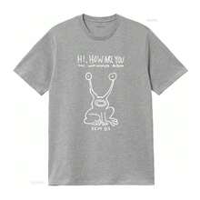 Hi How Are You The Unfinished Album Frog Print T Shirt For Fashion  Vintage Washed Designer Clothes Slightly Stretched - 黑色 - 查看 8