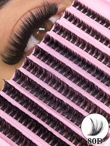 160/200片 8-16MM D-Curl 蓬鬆感單簇假睫毛，30D-80D-100D 動漫風假睫毛套組，濃密柔軟輕盈 DIY 睫毛，適合初學者，居家日常、派對、旅行與音樂節妝容，睫毛簇，漫畫睫毛簇，貓眼睫毛 - D - 查看 9