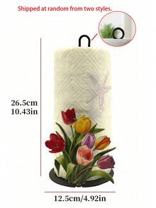 1pc Floral Tissue Box Holder, Premium Decorative Tissue Dispenser, No Drilling, Surface Mount, Reusable, Durable, Holiday Decor, Suitable For Kitchen, Bathroom And Party, Toilet Paper Holder, Home Decor - Multicolor - View 5