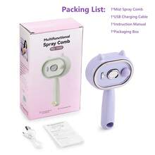 Hailicare 3-In-1 Scalp Massage Comb With Nano Mist Spray & Red Light, Soft Silicone Bristles, USB Rechargeable For Dry Frizzy Hair - Mauve Purple - View 13