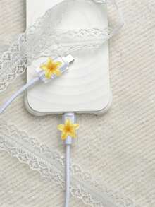 2pcs Gradient Plumeria Data Cable Protector, Anti-Breakage And Durable, Suitable For Daily Commute And Home Use, Gradient Ins Style Flower Data Cable Anti-Breakage Protector, Compatible With Apple 18W/20W PD Fast Charging, Holiday Small Gift, Cute Small Gift For Best Friends - 2pcs Plumeria - View 15