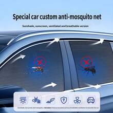4pcs SUV Front & Rear Car Window Insect Net Mosquito Screen, Car Mosquito Net Sun Shade, Breathable Window Screen, UV Protection, Heat Insulation, Privacy Curtain - Car Window Curtains - View 2