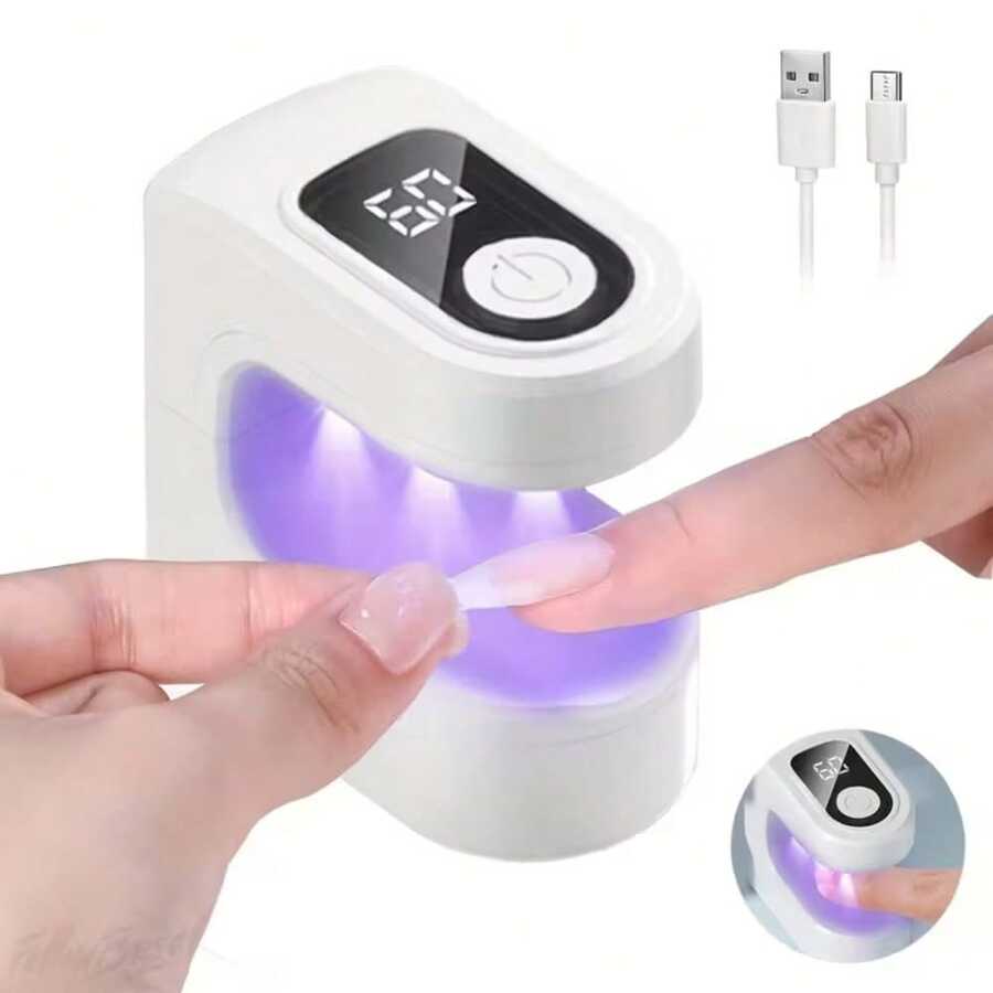 Portable Mini Nail Drying Lamp, USB Rechargeable Nail Gel Curing Lamp, Used For Gel Polishing And Nail Art, Suitable For Home DIY Nail Products, Female Gifts, Nails, Nail Technology Products, Nail UV Lamp, Nail Lamp - Mini Nail Lamp - 查看 1