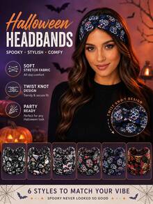 1 Halloween-Style Sports Headband-Soft, Stretchy, And Sweat-Wicking; Suitable For Yoga, Running, Fitness, And Everyday Styling. - Multicolor - View 5