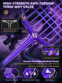 SALYWEE Dragon Lin Badminton Racket 5U G6 - T800 Carbon Fiber & 30T 6.8mm Mid Shaft, 28-32lbs, Secondary Molding Hybrid Frame, Fish Mouth Cone Cap, Offensive Racquets (300±3mm) - Purple - View 7