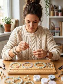 Wooden Beaded Design Board Bracelet Making Tray Measurement Bead Board DIY Jewelry Bracelet Necklace Handmade - Multicolor - View 6