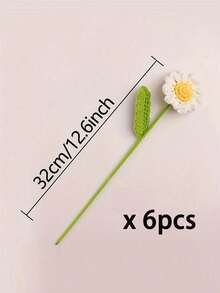 6pcs Handmade Crochet Daisy Bouquet, Realistic Artificial Flower Bouquet, Charming White And Yellow Fabric Flowers, Vibrant Colors, Versatile Use For Home, Car, Office, Holiday Seasonal Decor - Perfect For Valentine's Day, Mother's Day, Thanksgiving, Wedding, Birthday - Polyester, Bouquet Accessories, Bouquet Accessories Gift - Multicolor - View 8