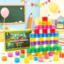 50/75/100pcs Magnetic Building Blocks, Transparent Magnetic Cube Construction Toys, Suitable For Children And Toddlers, Random Colors - Multicolor - View 1