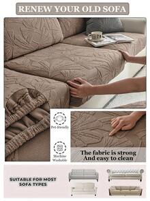 1pc Fleece Solid Color Sofa Cover, Elastic Stretch Wrap, Comfortable Minimalist INS Style, Pet-Friendly Anti-Slip Anti-Dirt, Machine Washable, All-Season Universal Sofa Cover For Living Room, Bedroom, Study, Suitable For L-Shaped 1/2/3/4 Seater Sofa - Khaki - View 6