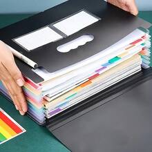 1pc Extended Folder, 25 Pocket File Organizer Box, Portable Plastic File Box, Paper/Document/Bill/Receipt Management Folder (A4/Letter Size) Art Supplies Folder, Multi-Functional Permanent Folder, Suitable For Office, School, Home - Multicolor - View 6