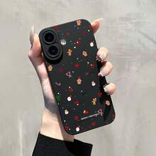For Iphone 16 15 14 13 12 11 Pro Max XS XR SE Hot-Selling Personalized Silicone Shockproof Christmas Sticker Pattern Phone Case 2024 New Christmas  Mobile Phone Case TH1 - 黑色 - 查看 1