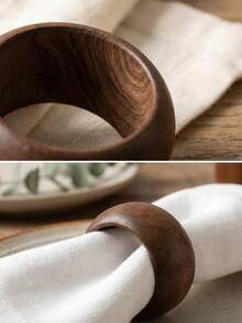 Wooden Napkin Rings Round Rustic Style Napkin Vintage Table Decor Suitable For Dinner Party Wedding Table - Multicolor - View 5