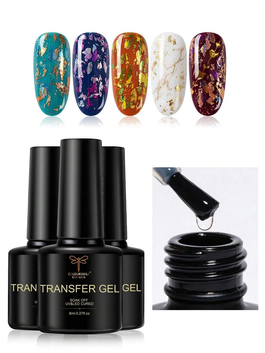 COLOURSMILE Starry Sky Foil Transfer Gel, Stiker Foil Kuku Perekat Kuat, Gel Perawatan Kuku yang Dikeringkan dengan Lampu LED - Clear - View 1