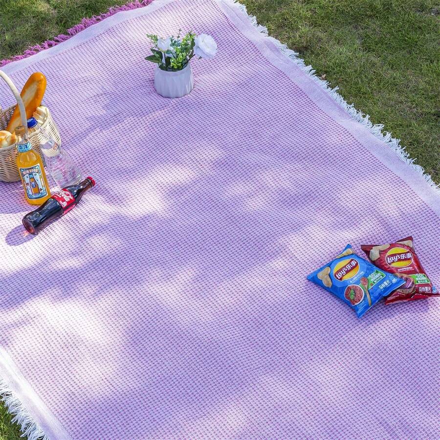 Vintage Linen Picnic Tablecloth, Multifunctional Picnic Mat, Outdoor Camping Blanket, Grass Mat, And Car Trunk Decorative Mat - White - View 1