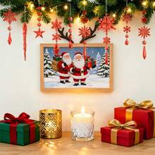 10pcs Random Red Christmas Hanging Ornaments, Snowflake Star Icicle Water Drop Pendants, Shatterproof Christmas Tree Decorations With Rope, Winter Window Wreath Party Decor, Random Style Shipped - Multi-color-a - View 7