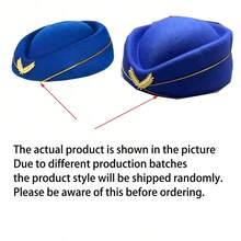 3-Piece Flight Attendant Uniform Accessories Set - Includes Aviation-Themed Uniform Hat, Scarf And Brooch, Suitable For Cosplay, Theme Party, Costume Party, Stage Performance And Flight Attendant Dress-Up - Multicolor - View 5