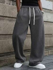Men's Solid Color Drawstring Sweatpants Joggers Suitable For Outdoor Jogging, Fitness, Street Casual, Comfortable Work And Sports - Dark Grey - View 3