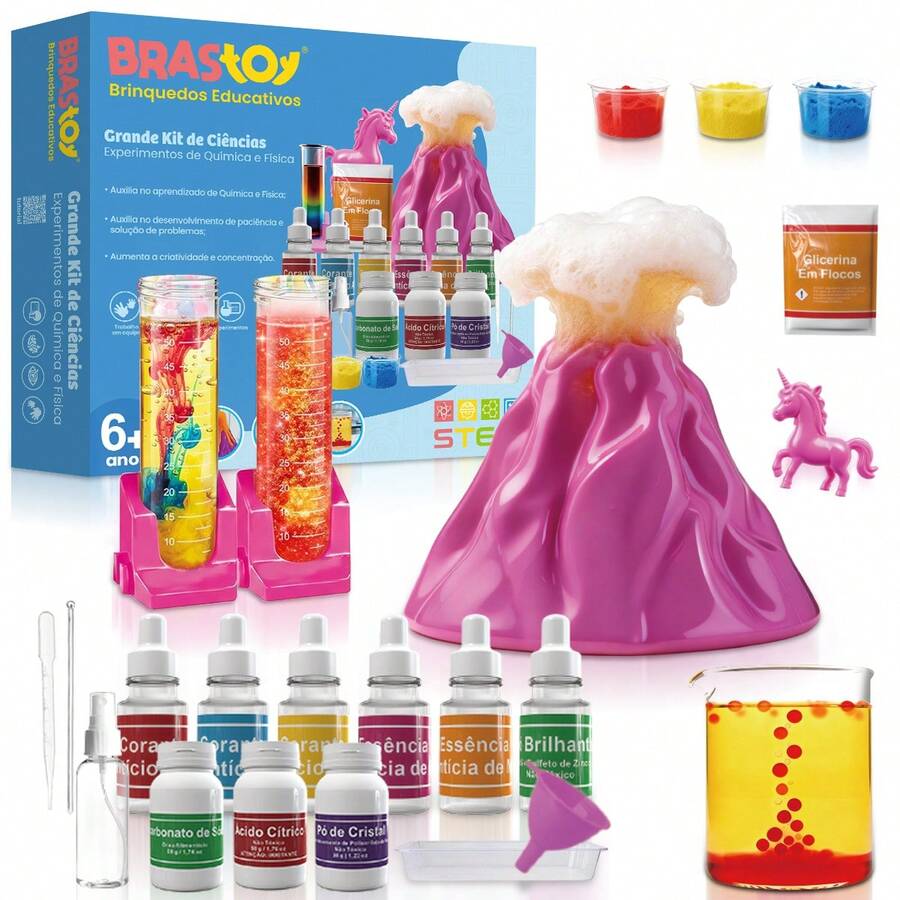 Laboratório De Química 50 Experimentos Brastoy Brinquedo Educativo Ciências Para Crianças Infantil - Multicolorido - Visão 1