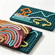 1 Set Sensory Activity Board: Adult Double-Sided Silicone Material | Quiet And Tidy, Relieves Anxiety, ADHD And Autism Symptoms | Comes With 8 Ropes | Suitable For Teens 14 Years And Above, Breathable Silicone Toy, Creative Toy, Stress Relief Tool, Halloween And Christmas Gift Choice (Random Color) - Multicolor - View 4