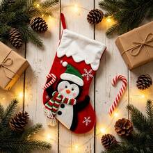Christmas Stocking Colorful Candy Treat Bag Hanging Decor For Holiday Party - Red - View 2