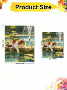 1Pc DIY Digital Oil Painting By Numbers,Cat Playing In Water, Handicrafts For Adult Beginners, Home Wall Decoration, Holiday Gifts Birthday Gifts - Frameless - View 4