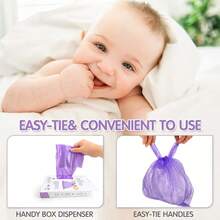 100Pcs Diaper Waste Bags, Pet Waste Bags, Leak-Proof & Odor-Lock, Easy-Carry Drawstring Design, Thick & Durable, Pull-Out Box Packaging, Macaron Purple, Vest-Style Handles, Scented, Suitable For Moms On The Go, Home Storage, Multi-Purpose Cleaning, Diaper Trash Can Bags, Pet Cleaning, Home Organization, Travel Use - Multicolor - View 4