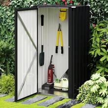 22 Cuft Vertical Storage Shed Without Adjustable Shelves, Black | Metal Tool Garden Outdoor Storage Cabinet With Lockable Door For Patio Garden Backyard, Black - Black - View 1