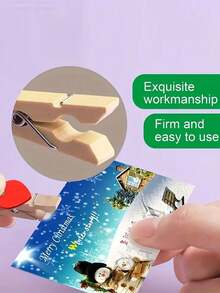 Red Heart Clips, Heart Wooden Clothes Photo Paper Clip Pins Mini Clothespins Postcard Clips Home Wedding Decoration Stationery Decoration - Red - View 7