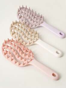 1/2pcs Long Handle Scalp Massage Comb, Hollow Thick Tooth Design, Dry & Wet Use, Suitable For Nail Care And Applying Care Products - Multicolor - View 7