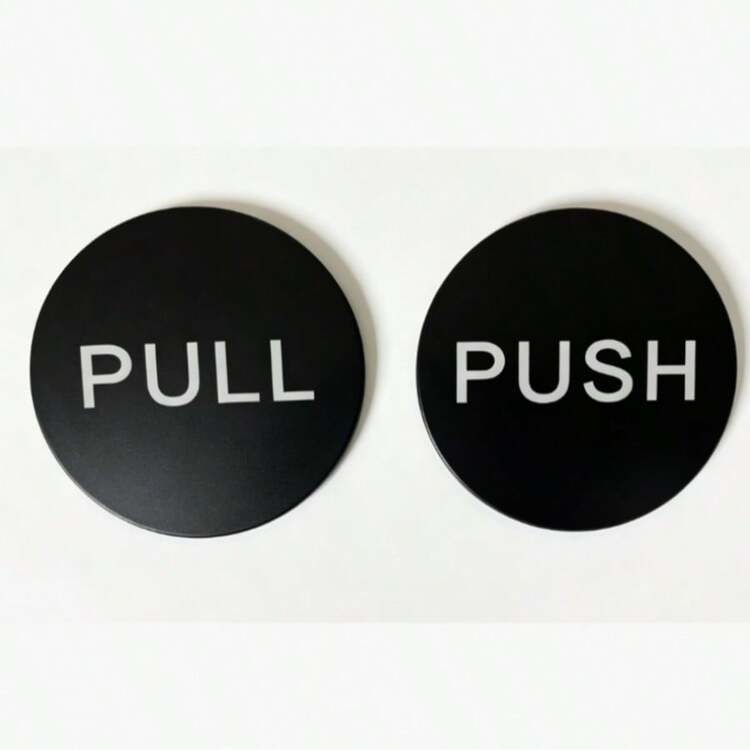Acrylic Push/Pull Door Sign, Self-Adhesive Waterproof Door Sticker, Modern Black & White Glass Door Indicator Label, Suitable For Shop, Office, Cafe, Store Entrance - Multicolor - View 15