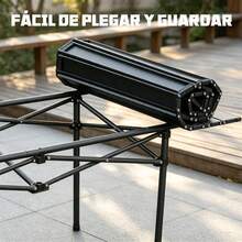 Mesa de Campamento Plegable Tipo Rollo de Huevo Portátil Estructura Metálica Resistente a Arañazos para Campistas y Familias Ideal para Campamento Picnic Jardín Terraza y Excursiones - mesa cuadrada negra - Ver 5