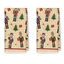 1/2 Set Of Kitchen Hand Towels With Soldier And Christmas Tree Patterns, Decorated With Balls. Durable Indoor And Outdoor Decorative Towels, Suitable For Kitchen, Furniture, Christmas Party Decoration, Holiday Themes, And Home Decor. - Multicolor - View 11