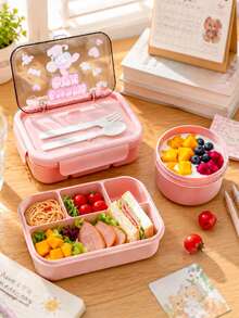 SEAL LOCK Cartoon Cute Lunch Box, Large Capacity School Lunch Box, Bento Box - Built-In Utensils, Microwave (Remove Lid), Lunch Bag, Suitable For Home, School, Office, Travel, Back To School, Outdoor Picnic - Multicolor - View 2