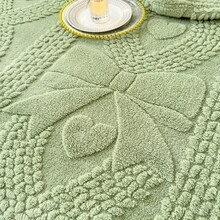 1 pièce Couverture en velours de taffetas super douce avec motif nœud en forme de cœur - Légère et moelleuse, confortable et chaude, convient pour le canapé ou le lit, blanche, toutes saisons, idéale pour se blottir ou se détendre, peut également être utilisée comme couverture de lit. Retour à l'école; Fournitures scolaires, literie de dortoir - Vert - Voir 10