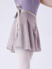 1pc Women's Chiffon Ballet Wrap Skirt, Adjustable Tie Sheer Flowy Mini Skirt, Single Layer Wrap Skirt, Suitable For Dance Performance, Gym Workout, Ballet Style Daily Layering - Multicolor - View 5