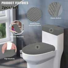 2PCS-Elastic Toilet Seat Cover, Toilet Lid Cover And Tank Cover, Corn Velvet Elastic Fabric Toilet Seat Set, Suitable For Bathroom Toilet, Easy Installation, Machine Washable, Great Gift For Thanksgiving And Christmas. - Multicolor - View 4