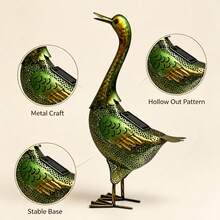 1pc Outdoor Solar Powered Garden Statue Light, 3D Cute Duck Statue Lamp, Creative Design Iron Material, Beautiful Rust-Proof Durable, Backyard, Bistro, Cafe Style, Camping Light Garden/Yard Lawn Decor, Perfect For Patio, Lawn, All Seasons - Duck Statue Lamp - View 7