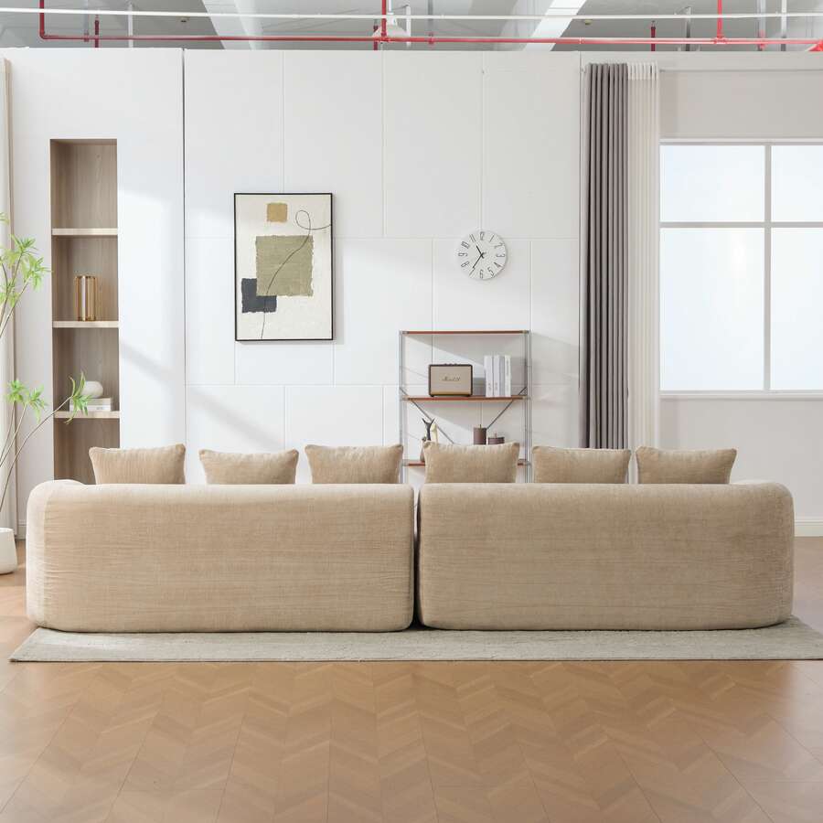 Sectional Sofa Khaki 6 Seat Made Of Chenille For Living Room And Lounge - Khaki 6 Seat - View 1