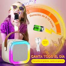 Altavoz de karaoke Bluetooth portátil con 2 micrófonos: efectos de voz, luces de colores y tecnología Bluetooth 5.0. - Beis - Ver 4